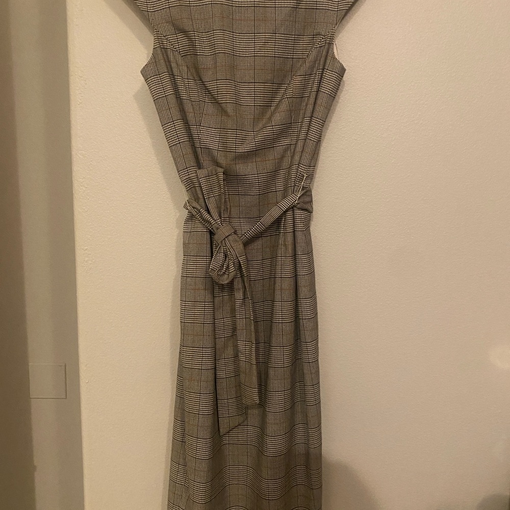 ANTONIO MELANI Tan Sheath Midi Dress Bateau Neckline